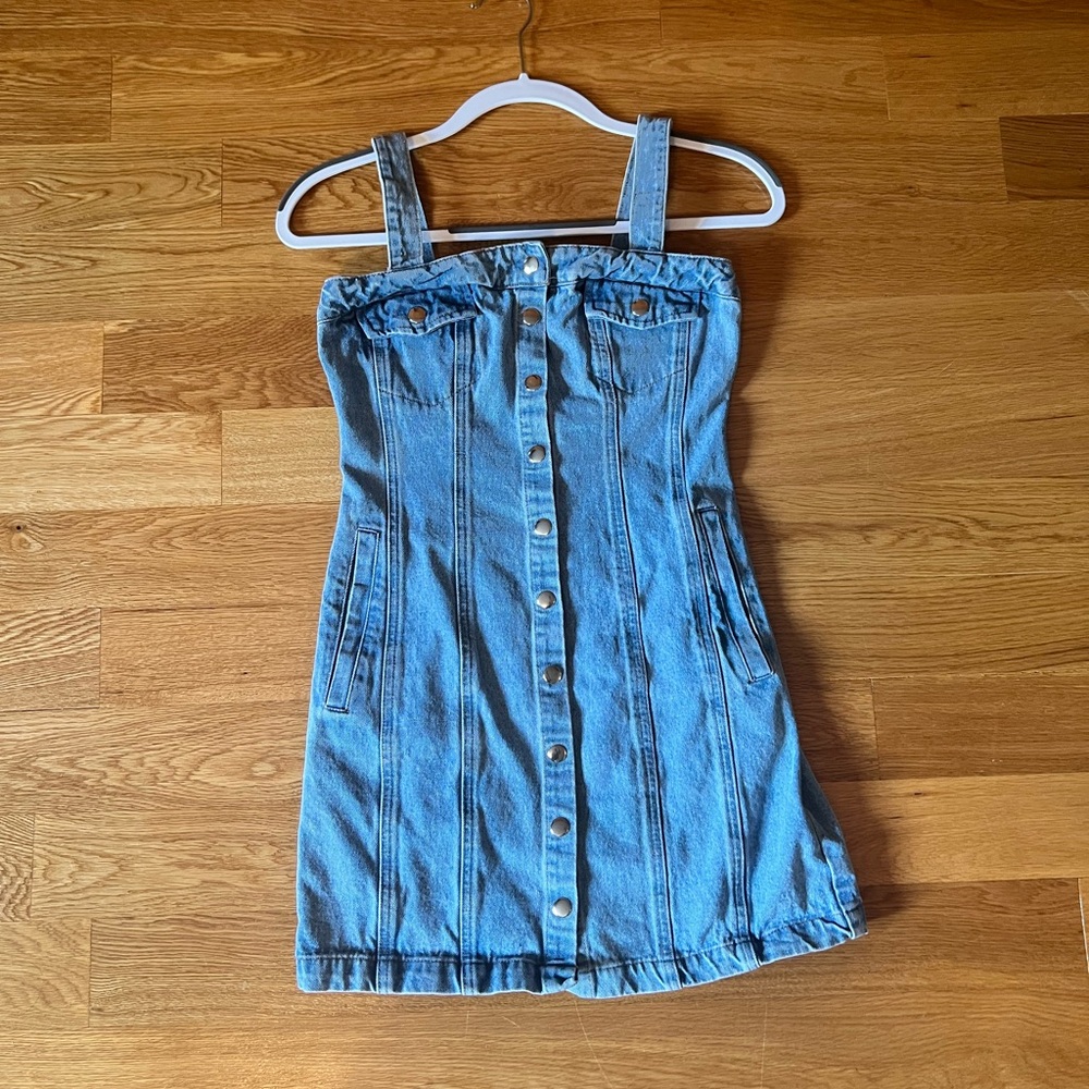 Bdg Urban Outfitters Womens Blue Denim Button Front Mini Dress Size XS